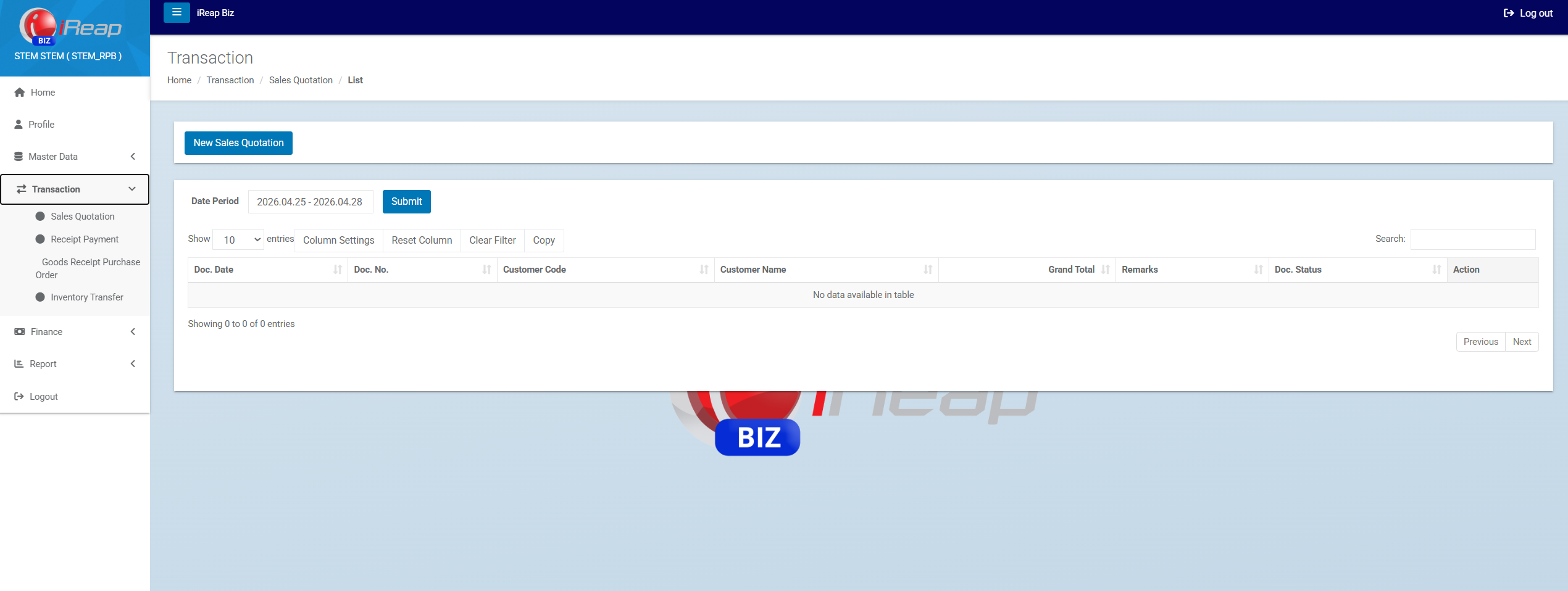 iREAPBIZ transaction preview